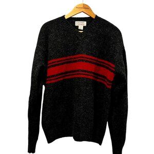 Heather & Tweed Mens V-neck Wool Pullover Sweater, Gray Red, L
